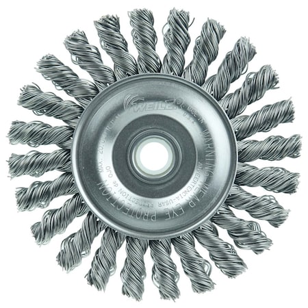 Weiler 4" Cable Twist Knot Wire Wheel, .020" Steel Fill, 1/2"-3/8" Arbor Hole 8534